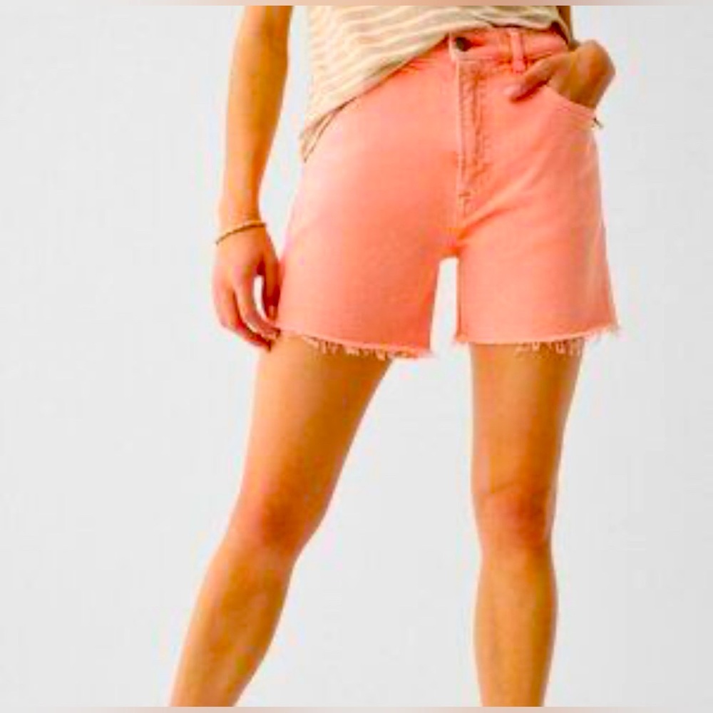 Faherty Sun Washed Denim Shorts Raw Edge Size 27, Peach Nectar NWT